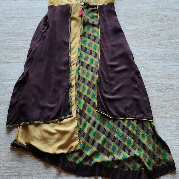 Dry Clean Only Lagenlook Mandarin Layered Maxi Dress Sleeveless Multicolor - Picture 6 of 9